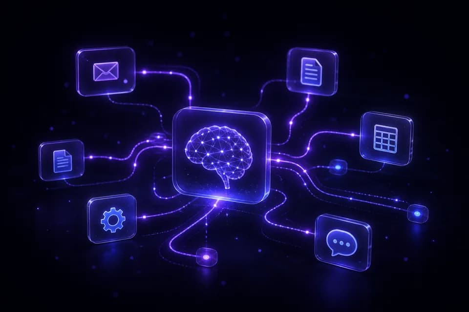 AI automation of business processes with connected systems and documents